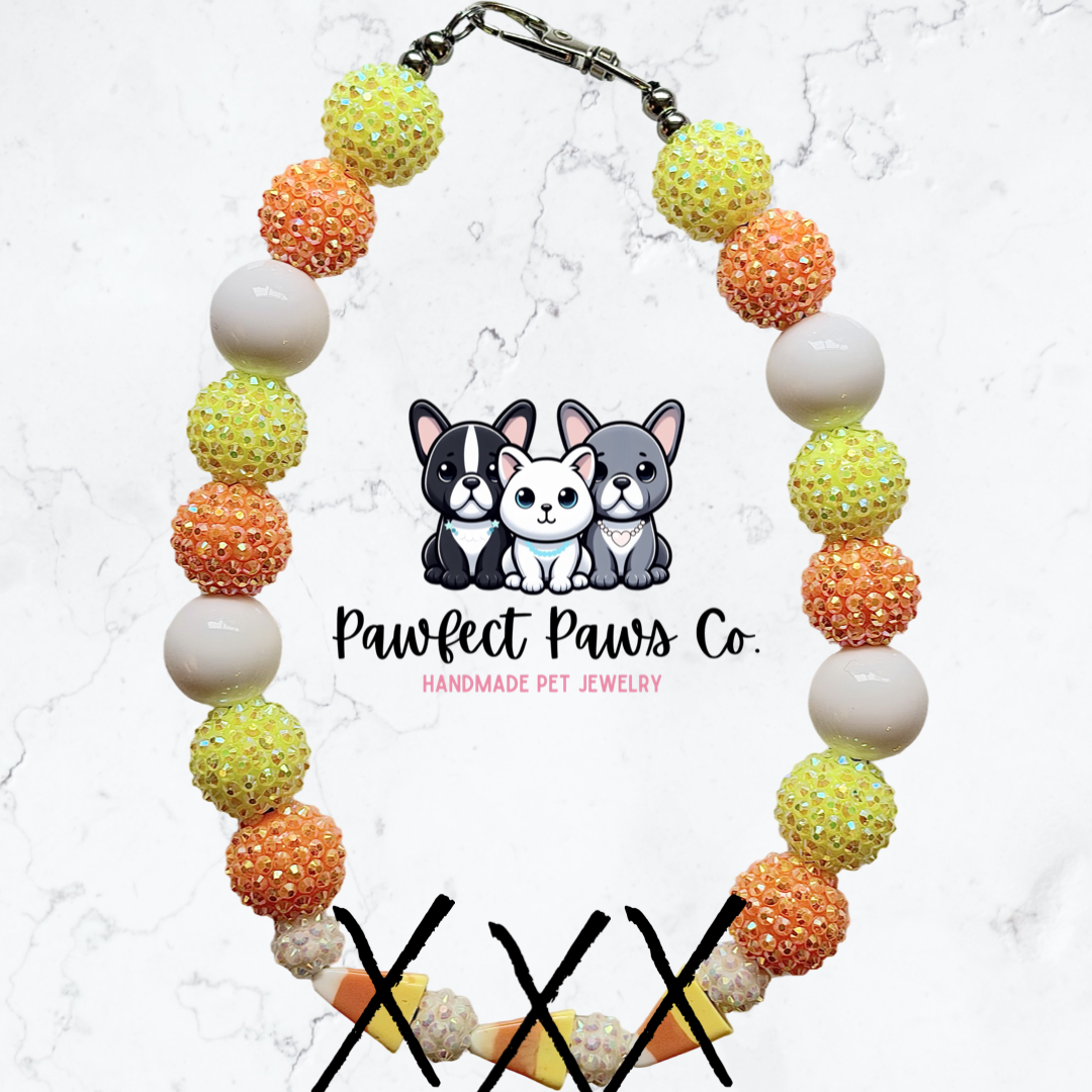 Candy Corn Cutie* Halloween Custom Beaded Dog/Cat Necklace!