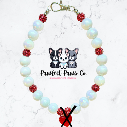 Lovestruck* Red Sparkle Valentines Day Heart Custom Beaded Dog/Cat Necklace!