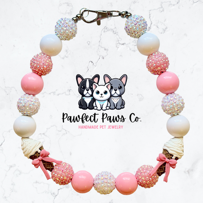 Sweet Treat* Pink Sparkle Custom Beaded Dog/Cat Necklace!