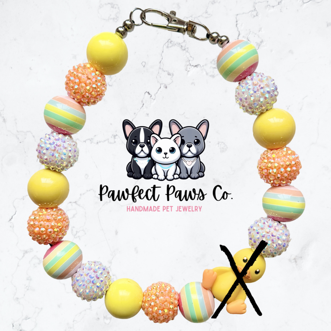 Cutest Chick* Yellow, Orange & White Sparkle Easter Custom Beaded Dog/Cat Necklace!