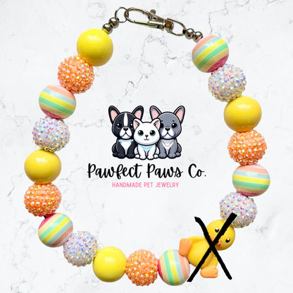 Cutest Chick* Yellow, Orange & White Sparkle Easter Custom Beaded Dog/Cat Necklace!