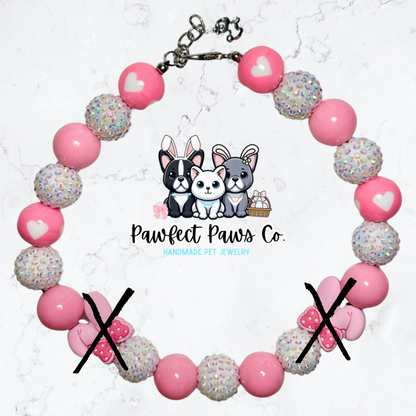Pink makes me Hoppy* Custom Beaded Dog/Cat Collar Necklace!