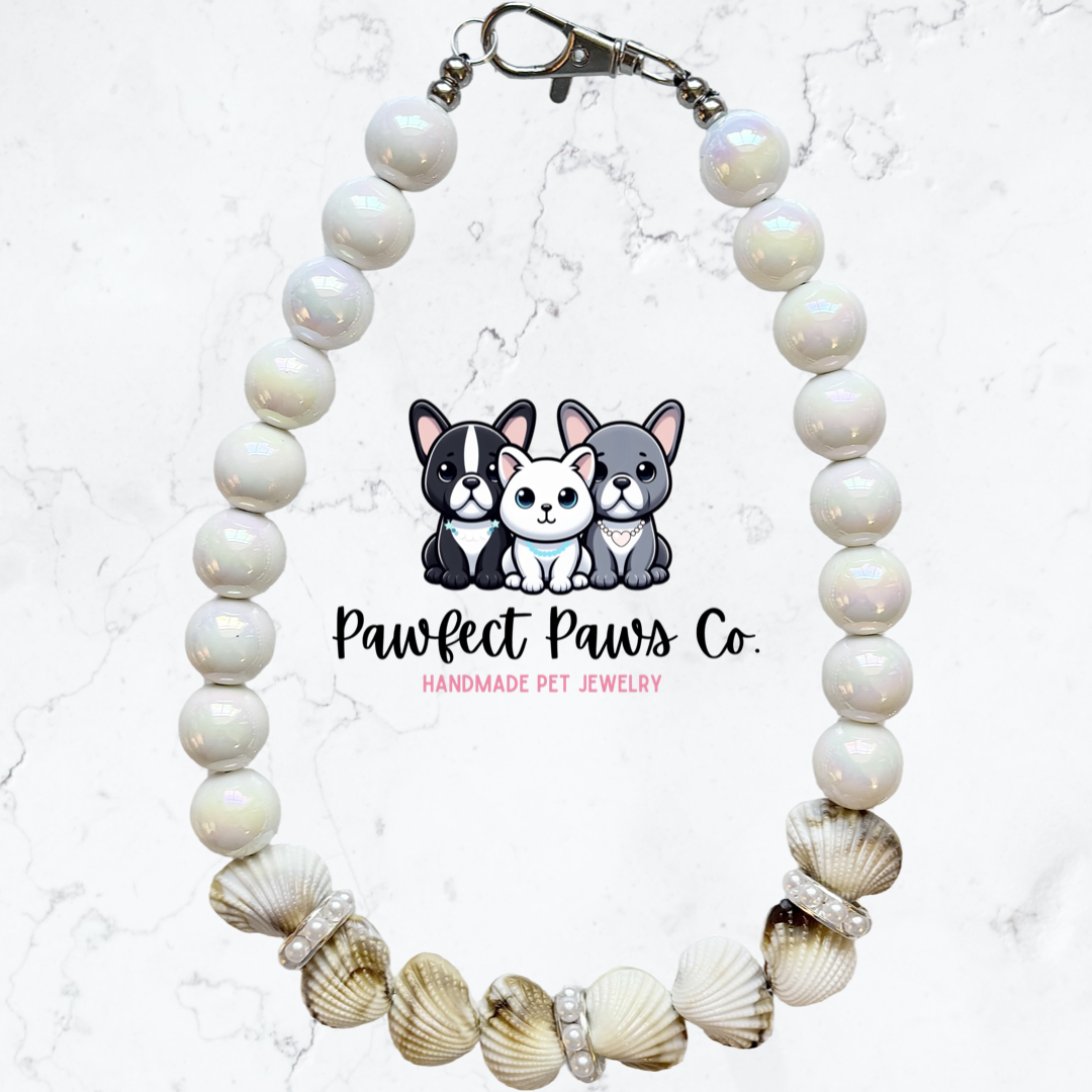 Sea Jewels* Sheashell Sparkle Custom Beaded Dog/Cat Necklace!