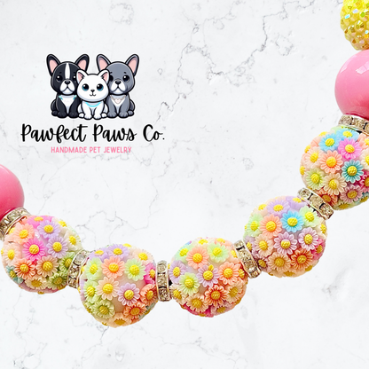 Dazzle Me Daisy* Flower Luxury Sparkle Custom Beaded Dog/Cat Collar Necklace!
