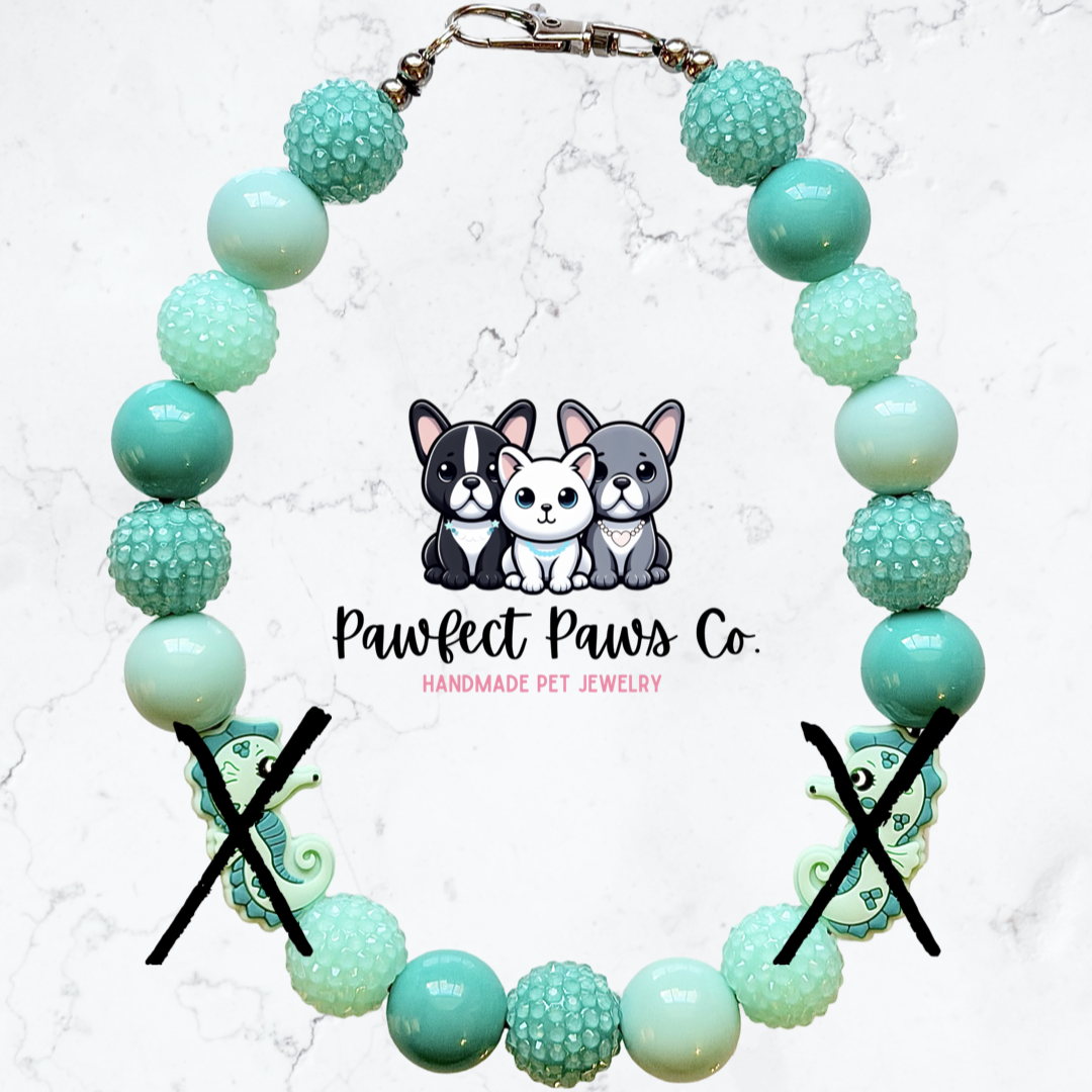 Tidal Treasure* Teal Sparkle Custom Beaded Dog/Cat Necklace!