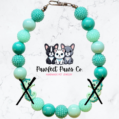 Tidal Treasure* Teal Sparkle Custom Beaded Dog/Cat Necklace!