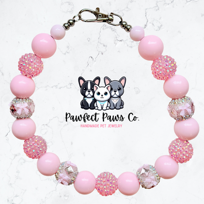 Oh,Darling* Pink Bow Luxury Sparkle Custom Beaded Dog/Cat Collar Necklace!