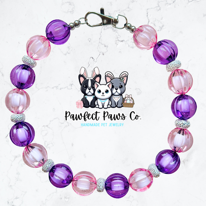 Royal Blossom* Pink & Purple Easter/Spring Custom Beaded Dog/Cat Collar Necklace!