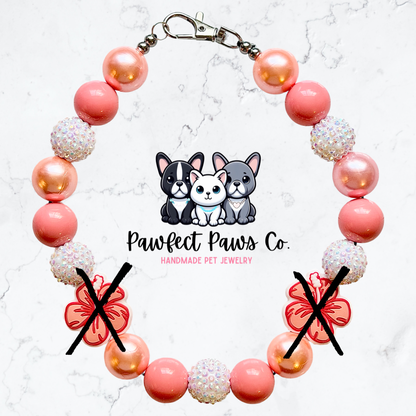 Sunset Glow* Coral Sparkle Custom Beaded Dog/Cat Necklace!