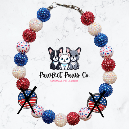 Sweet Liberty* Red, White & Blue Sparkle Patriotic Beaded Dog/Cat Necklace!
