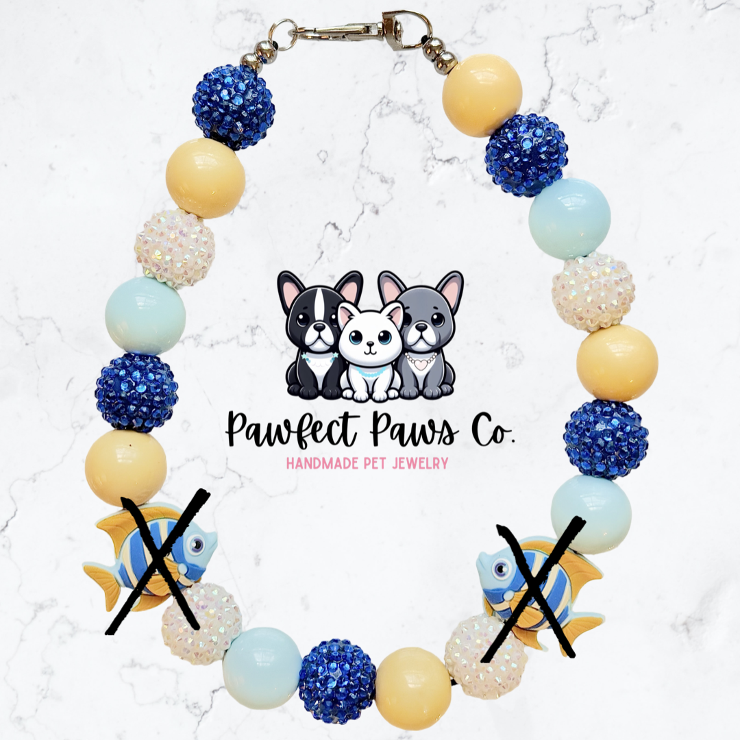 Go Fish* Custom Sparkle Beaded Dog/Cat Collar Necklace!