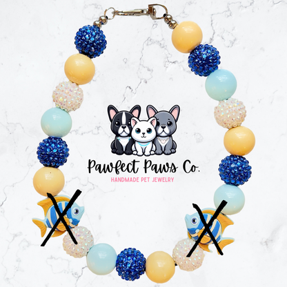 Go Fish* Custom Sparkle Beaded Dog/Cat Collar Necklace!