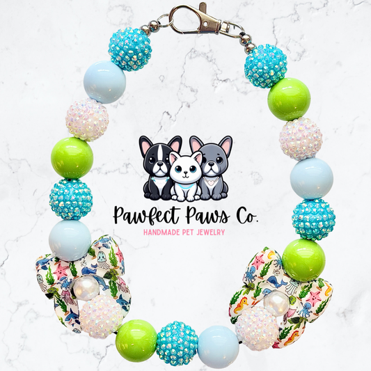 Ocean Furiends* Tropical Sparkle Custom Beaded Dog/Cat Necklace!