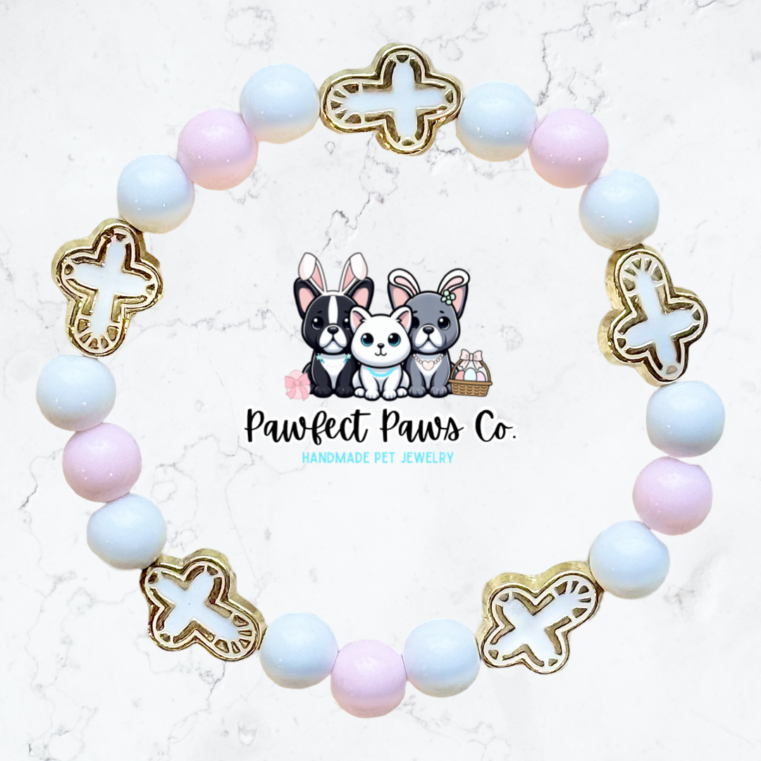 Dog/Cat Mom Golden Cross Beaded Bracelet!