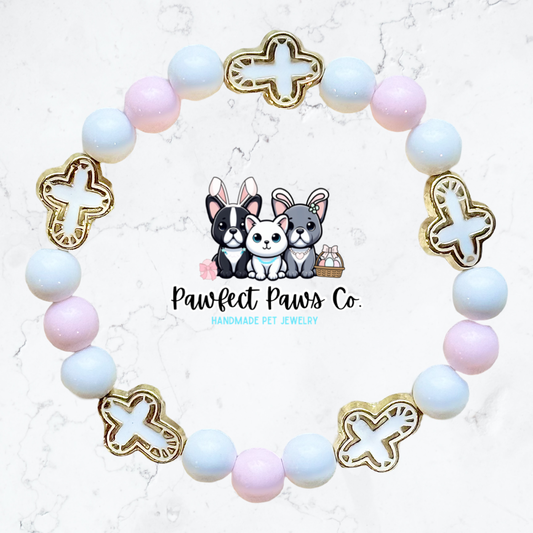 Dog/Cat Mom Golden Cross Beaded Bracelet!