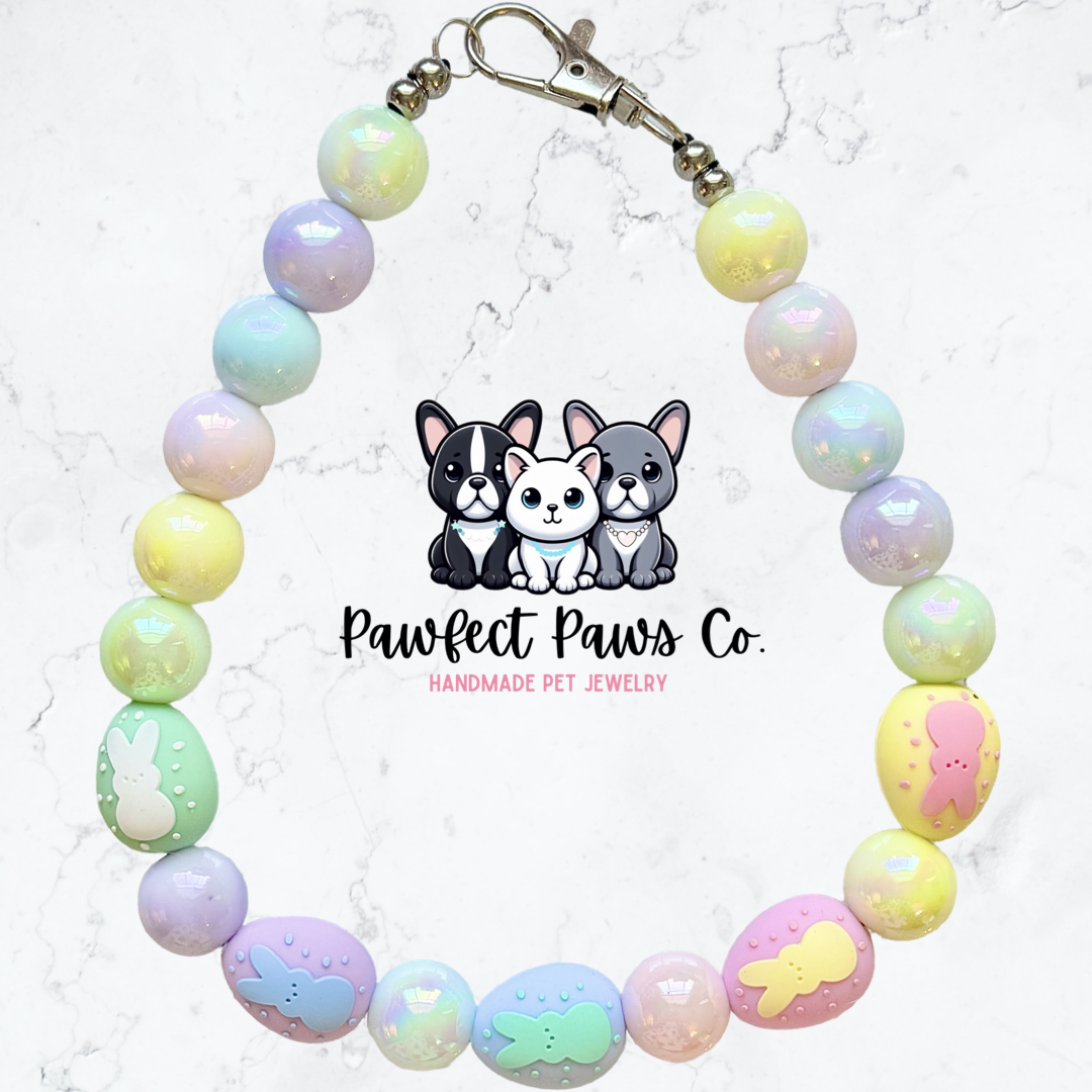 Peep Parade* Pastel Pearl Easter Custom Beaded Dog/Cat Necklace!