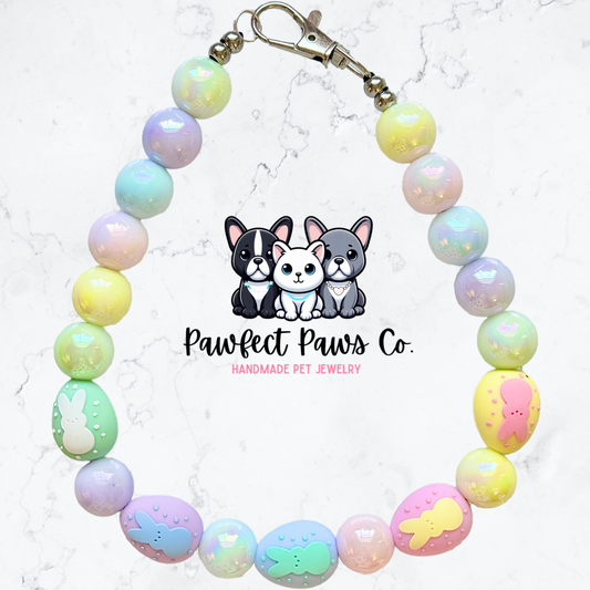 Peep Parade* Pastel Pearl Easter Custom Beaded Dog/Cat Necklace!