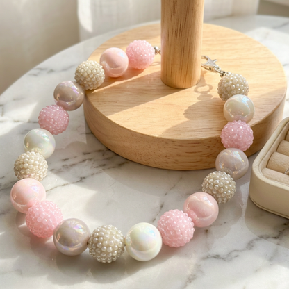 Soft Mocha* Pink & Tan Sparkle Custom Beaded Dog/Cat Necklace!