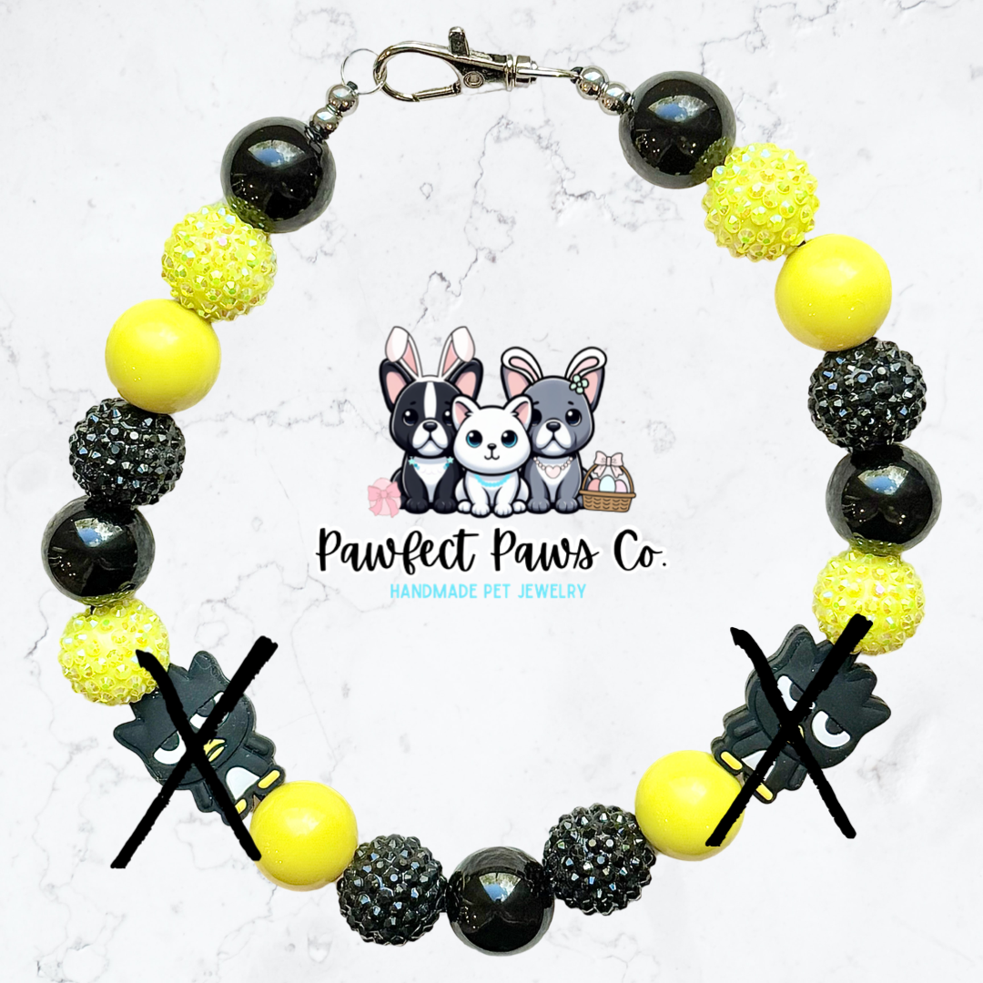 Maru Magic* Yellow & Black Sparkle Butterfly Custom Beaded Dog/Cat Necklace!