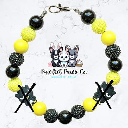 Maru Magic* Yellow & Black Sparkle Butterfly Custom Beaded Dog/Cat Necklace!