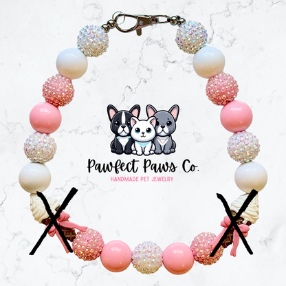 Sweet Treat* Pink Sparkle Custom Beaded Dog/Cat Necklace!