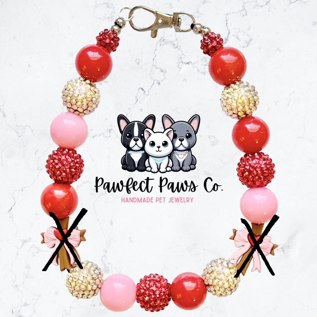 Blessed* Pink, Red & Gold Sparkle Custom Beaded Dog/Cat Necklace!