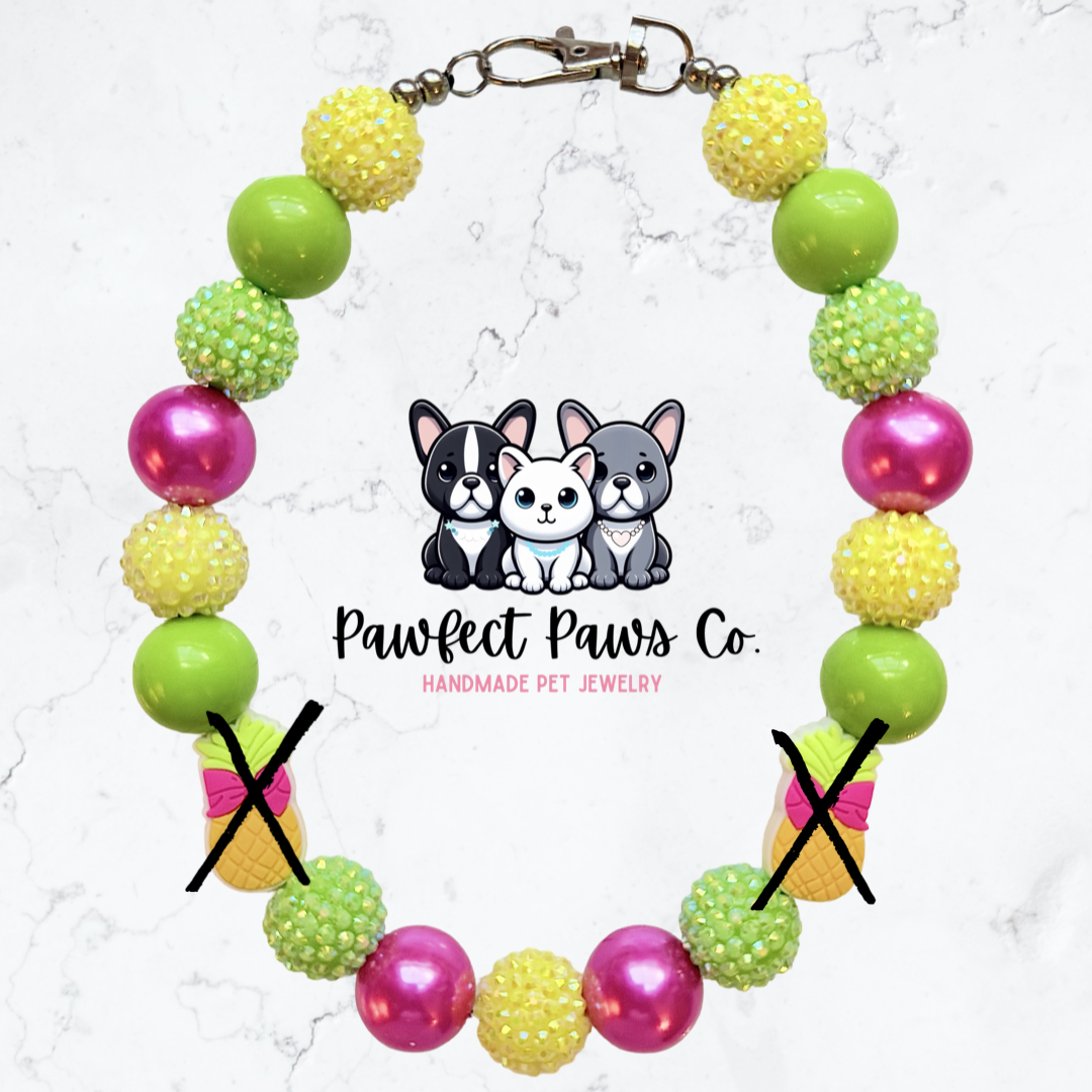 Sweet Pineapple* Custom Sparkle Beaded Dog/Cat Collar Necklace!