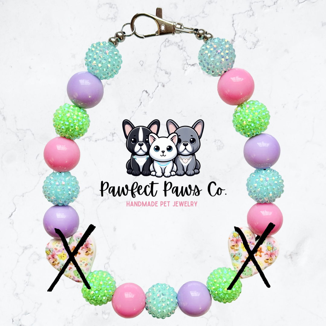 Pastel Pokemon* Pink, Blue, Green & Purple Sparkle Custom Beaded Dog/Cat Necklace!