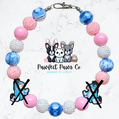 Cloudy Day* White & Pink Sparkle Eyeore Custom Beaded Dog/Cat Necklace!