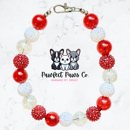 Cupid’s Kiss* Red Sparkle Valentines Day Custom Beaded Dog/Cat Necklace!