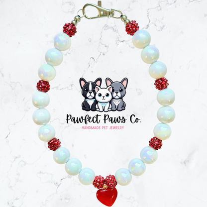Lovestruck* Red Sparkle Valentines Day Heart Custom Beaded Dog/Cat Necklace!