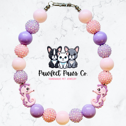 Blushing Reef* Pink & Purple Sparkle Custom Beaded Dog/Cat Necklace!