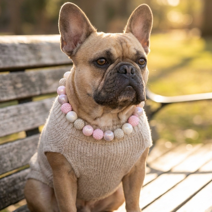 Soft Mocha* Pink & Tan Sparkle Custom Beaded Dog/Cat Necklace!