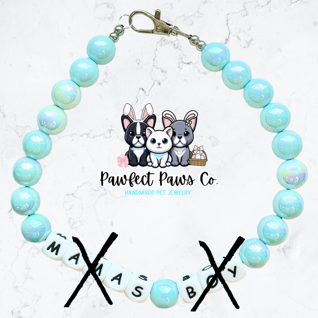 Mama’s Boy* Blue Mother’s Day Spring Custom Beaded Dog/Cat Necklace!