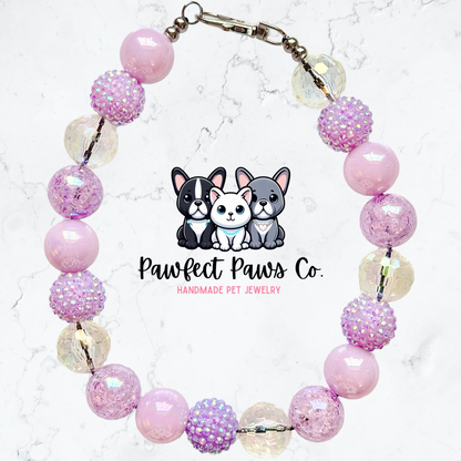 Lovely Lilac* Purple Sparkle Spring Custom Beaded Dog/Cat Necklace!