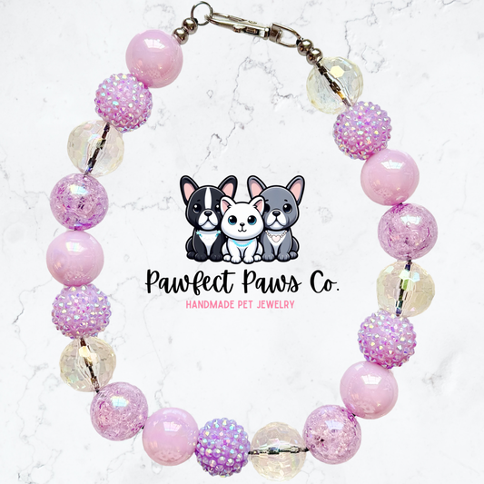 Lovely Lilac* Purple Sparkle Spring Custom Beaded Dog/Cat Necklace!