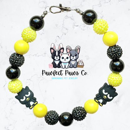 Maru Magic* Yellow & Black Sparkle Butterfly Custom Beaded Dog/Cat Necklace!