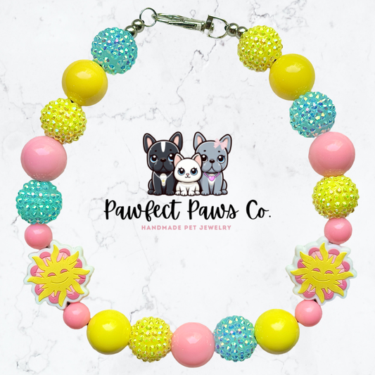 *Splash in the Sun* Custom Beaded Dog/Cat Necklace