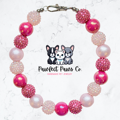 Pink Pop* Pink Sparkle Custom Beaded Dog/Cat Necklace!