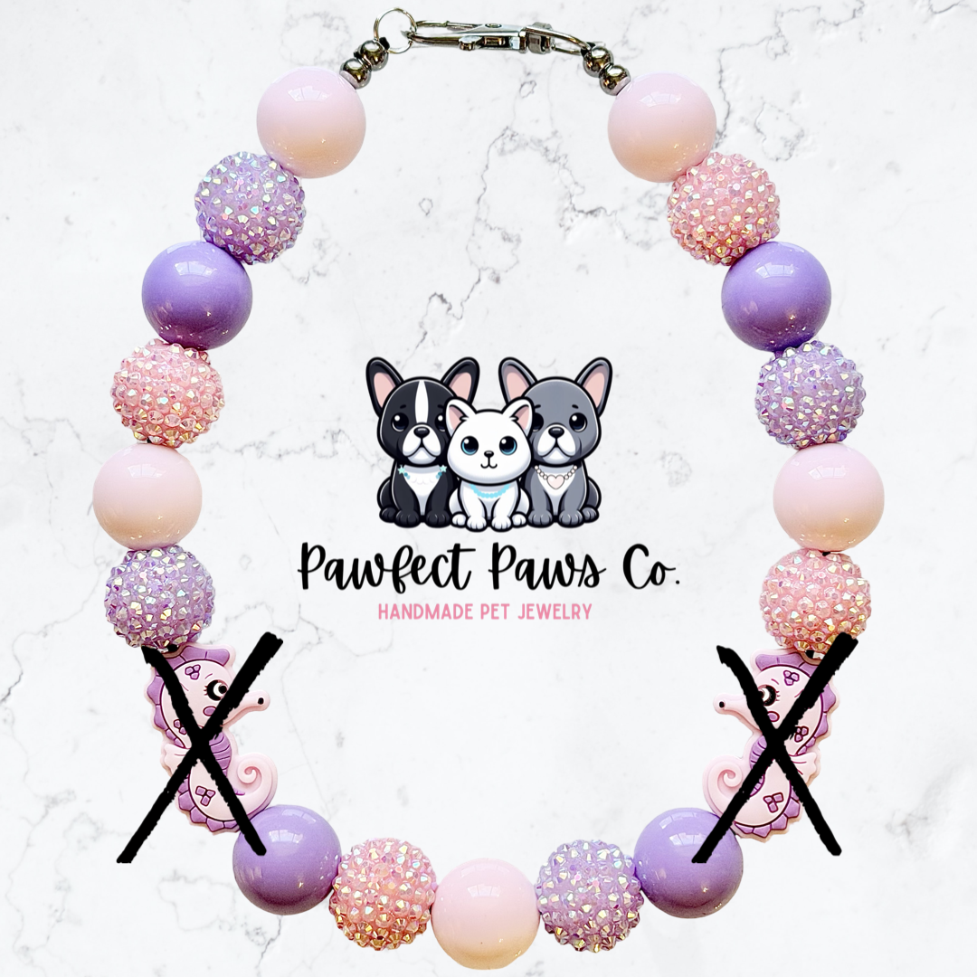 Blushing Reef* Pink & Purple Sparkle Custom Beaded Dog/Cat Necklace!