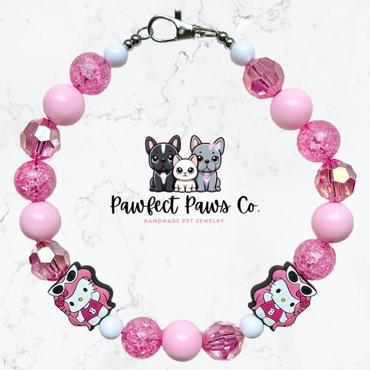 Babe Watch* Hello Kitty Pink Custom Beaded Dog/Cat Collar Necklace!