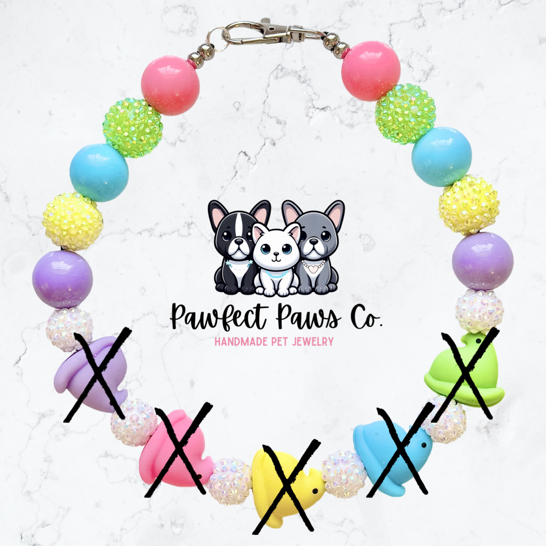 Peep Pawty* Green, Blue, Pink & Purple Sparkle Easter Custom Beaded Dog/Cat Necklace!