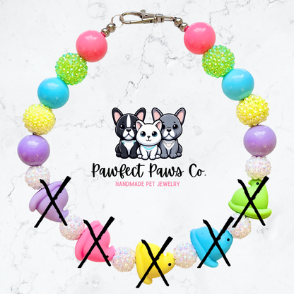 Peep Pawty* Green, Blue, Pink & Purple Sparkle Easter Custom Beaded Dog/Cat Necklace!