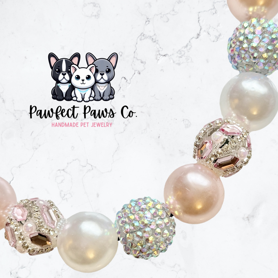 Dazzling Darling* Pink & Silver Luxury Sparkle Custom Beaded Dog/Cat Collar Necklace!