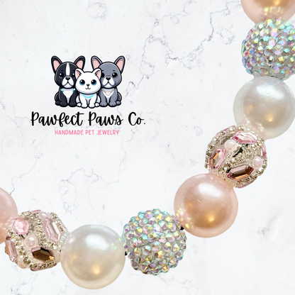 Dazzling Darling* Pink & Silver Luxury Sparkle Custom Beaded Dog/Cat Collar Necklace!