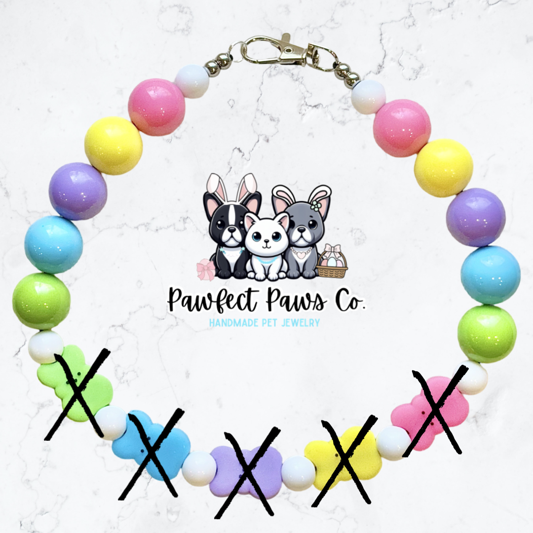 Chillin’ with my Peeps* Green, Blue & Purple, Yellow & Pink Easter/Spring Custom Beaded Dog/Cat Necklace!