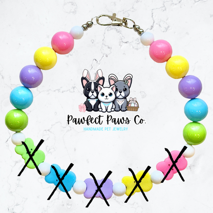 Chillin’ with my Peeps* Green, Blue & Purple, Yellow & Pink Easter/Spring Custom Beaded Dog/Cat Necklace!