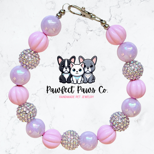 Mauve-olous* Pink & Mauve Sparkle Valentines Day Custom Beaded Dog/Cat Necklace!