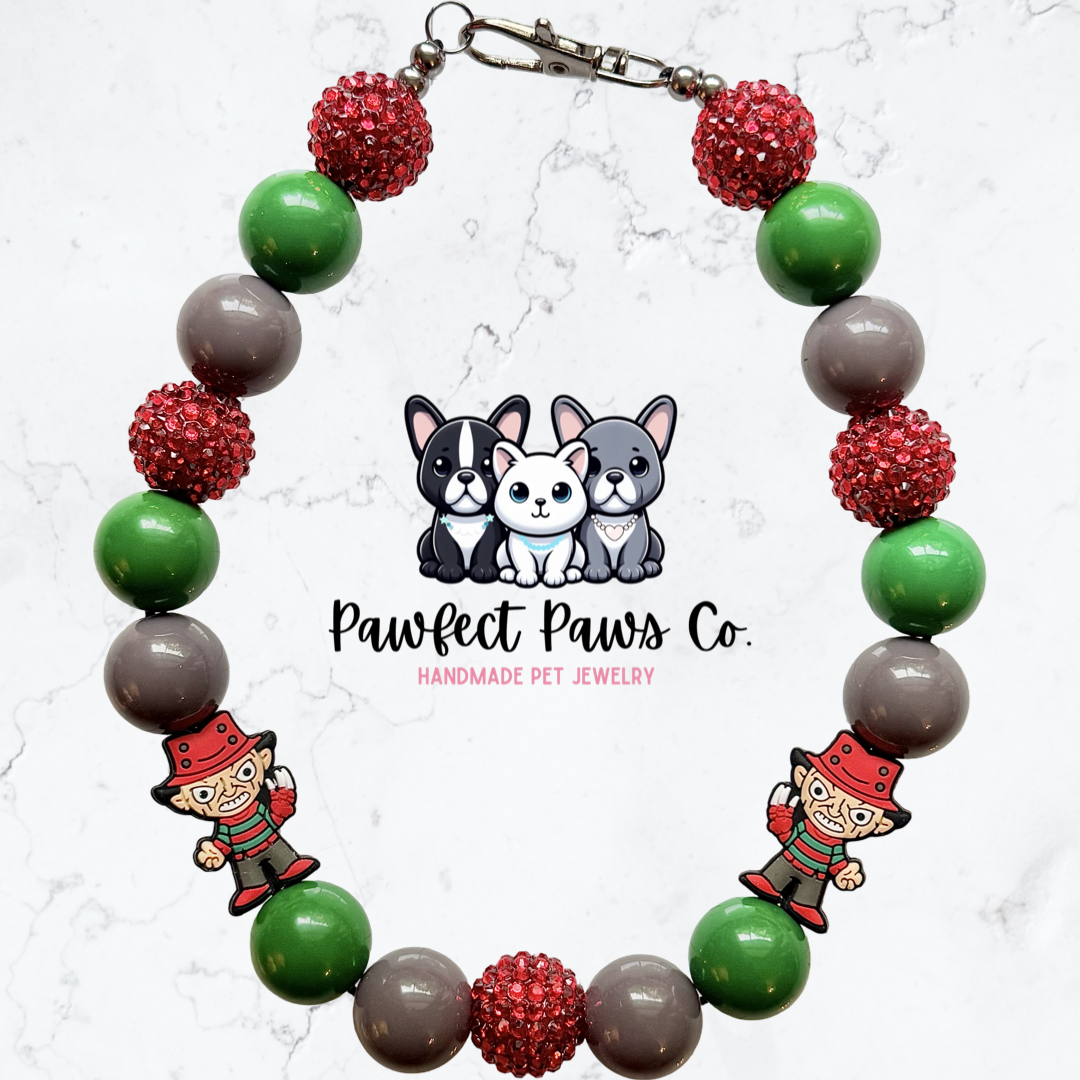Freddy* Halloween Horror Movie Custom Beaded Dog/Cat Necklace!