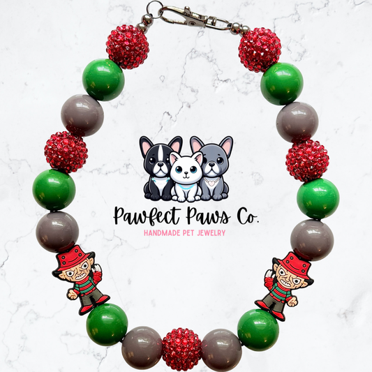 Freddy* Halloween Horror Movie Custom Beaded Dog/Cat Necklace!